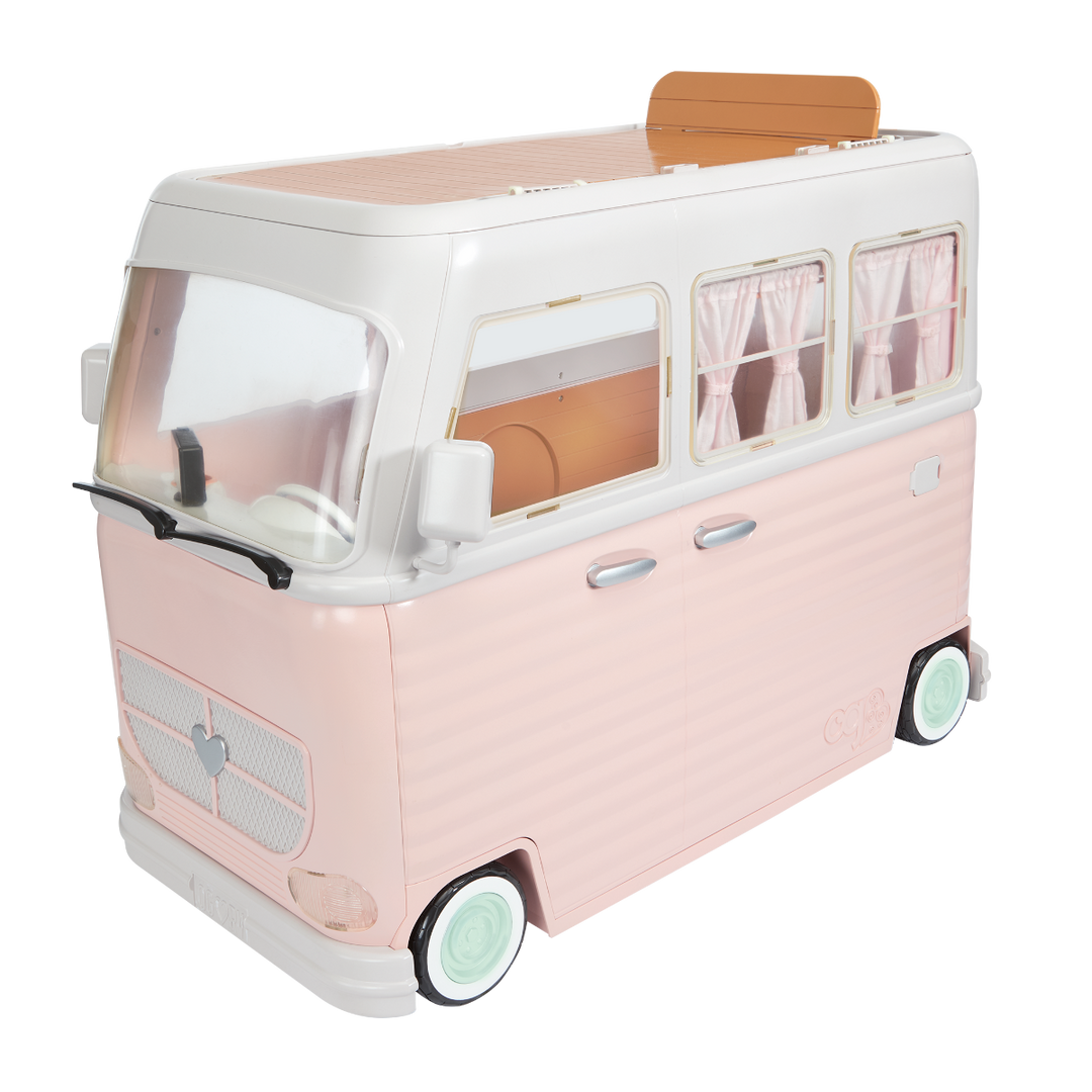 RV Country Cruising Camper - Pink Camper for 46cm Dolls - Functioning Lights, Sounds & Wipers - Food Accessories - Vehicles for Dolls - Our Generation