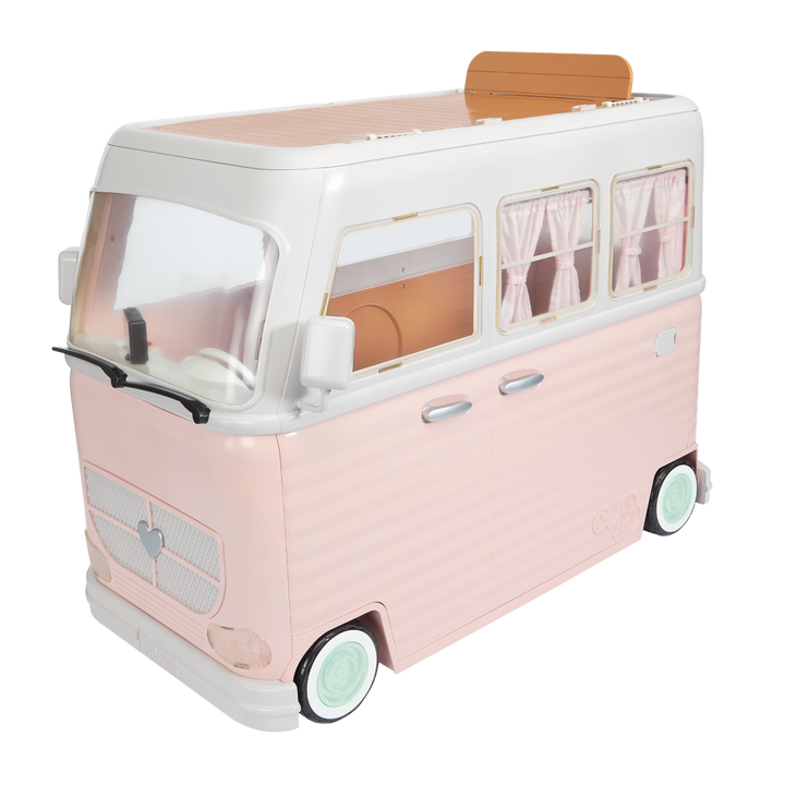 RV Country Cruising Camper - Pink Camper for 46cm Dolls - Functioning Lights, Sounds & Wipers - Food Accessories - Vehicles for Dolls - Our Generation