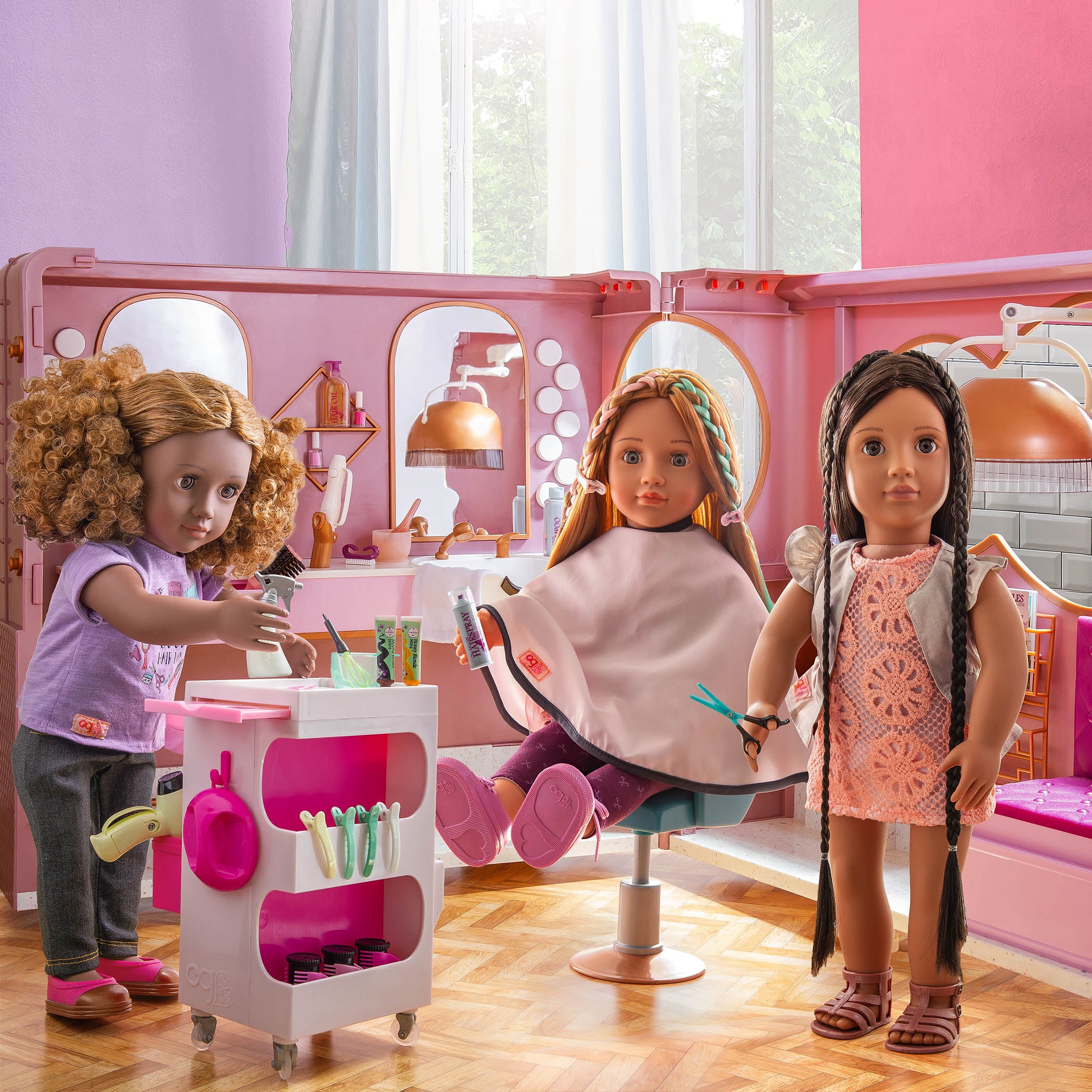 Salon on Wheels - Hair Salon on Wheels for 46cm Dolls - Hairstyling Accessories - Playset with Functioning Lights - Accessories for Dolls - Our Generation