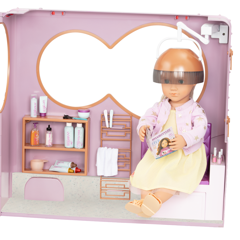 Salon on Wheels - Hair Salon on Wheels for 46cm Dolls = Hairstyling Accessories - Playset with Functioning Lights - Accessories for Dolls - Our Generation