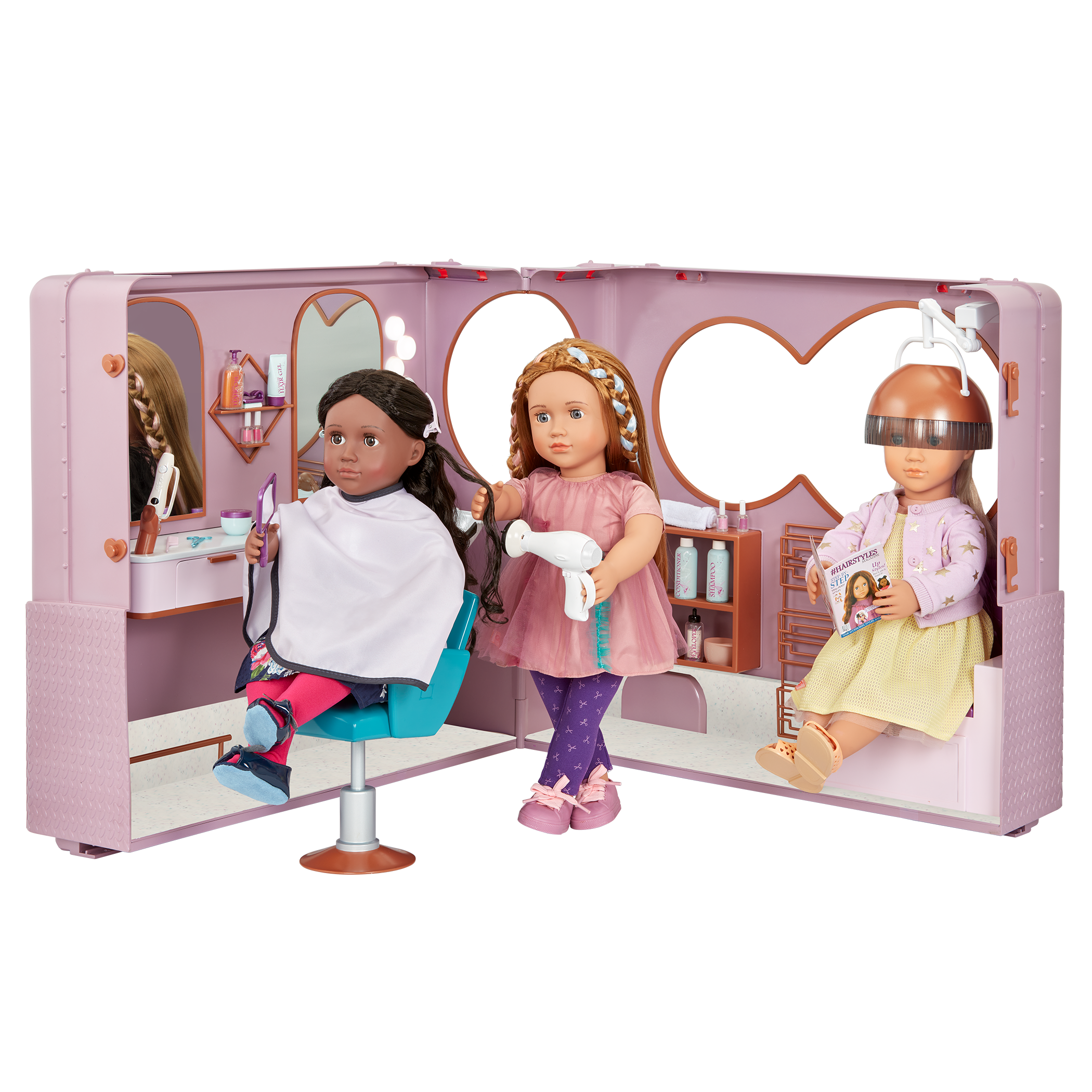 Salon on Wheels - Hair Salon on Wheels for 46cm Dolls = Hairstyling Accessories - Playset with Functioning Lights - Accessories for Dolls - Our Generation