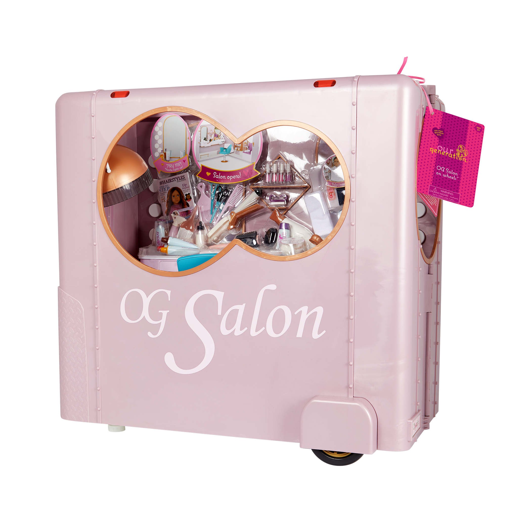 Salon on Wheels - Hair Salon on Wheels for 46cm Dolls = Hairstyling Accessories - Playset with Functioning Lights - Accessories for Dolls - Our Generation