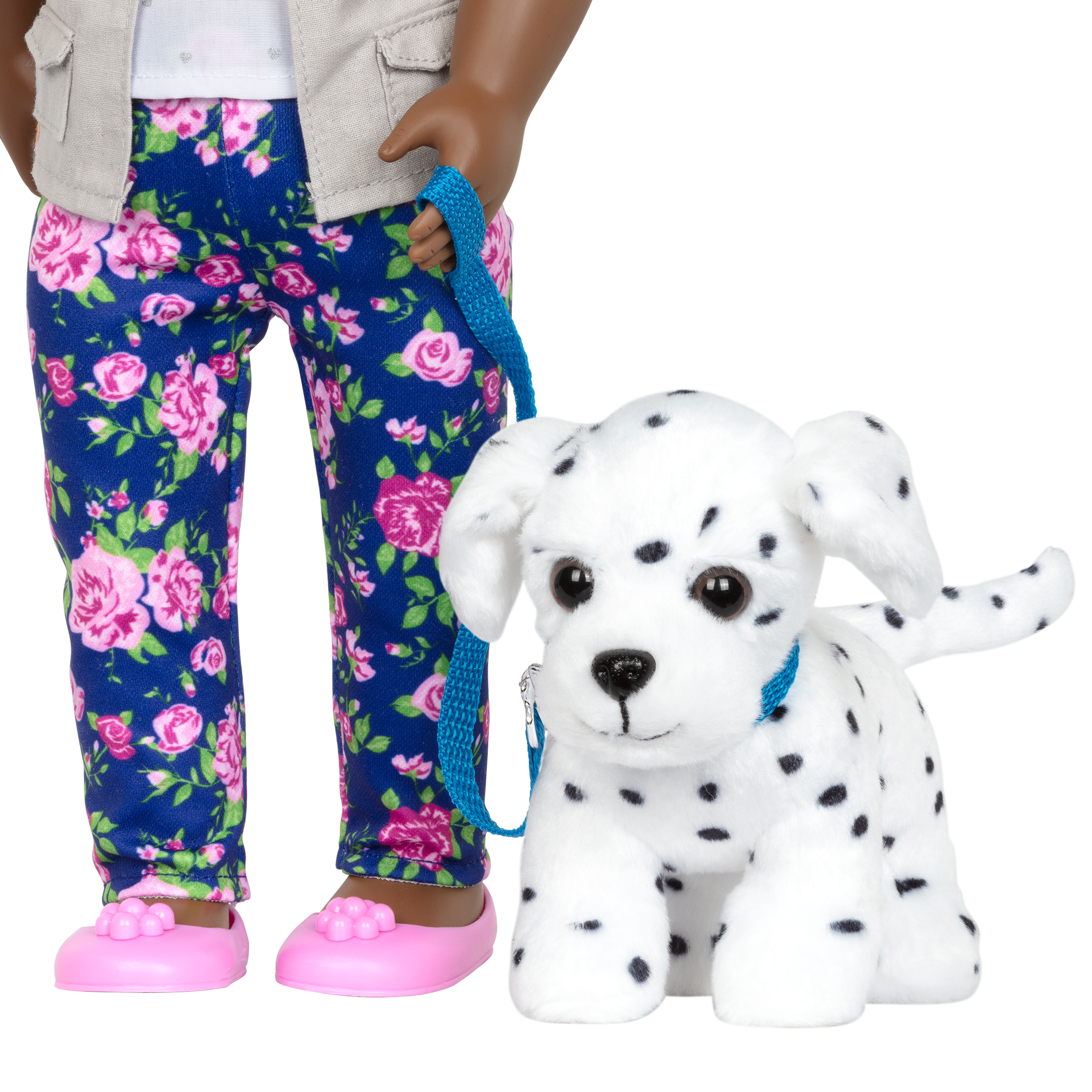 Hop in Dog Carrier with Dalmatian - 15cm Plush Puppy with Pink Carrier & Accessories - Doll Accessory - Our Generation UK