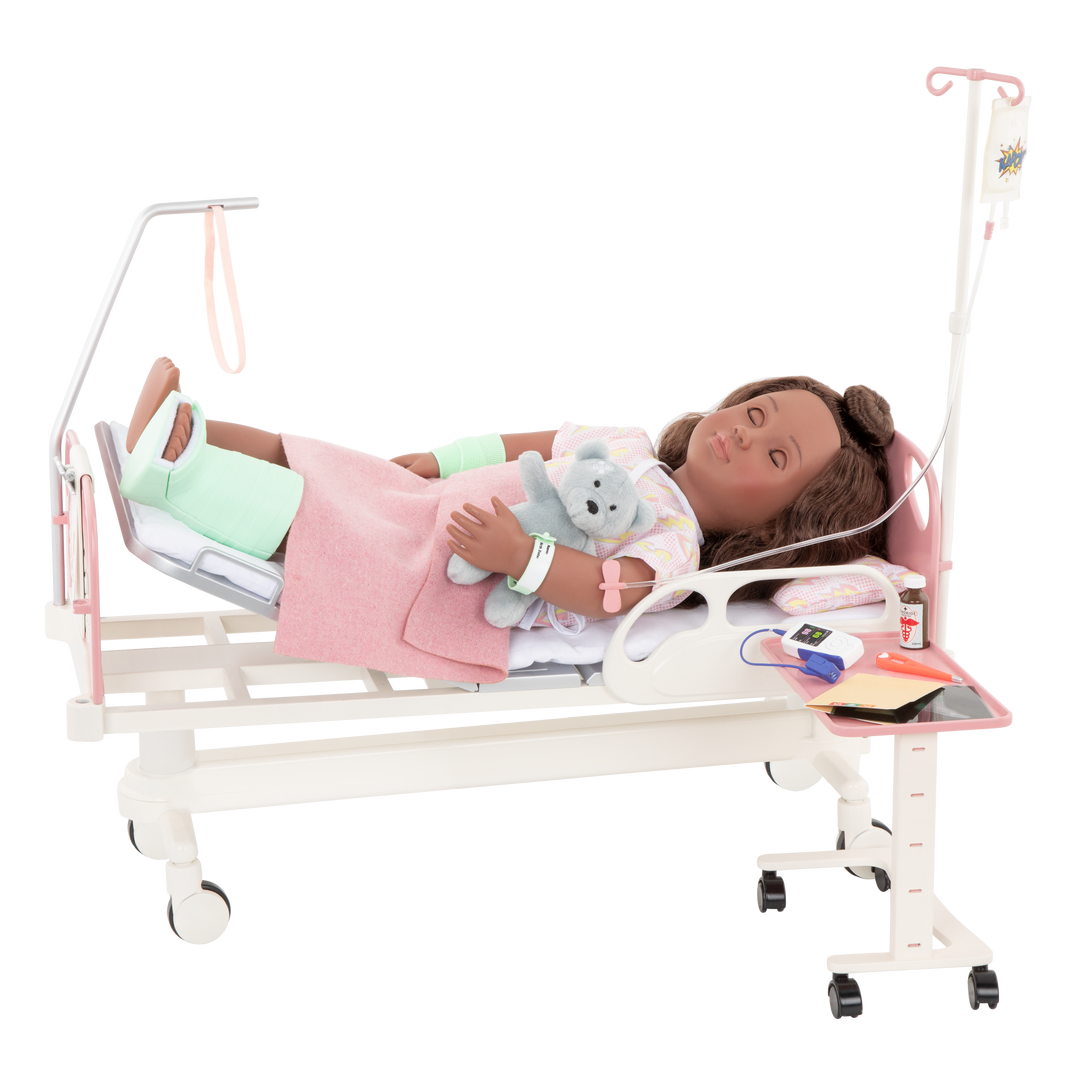 Get Well Bed - Hospital Bed for 46cm Dolls - Medical Accessories for OG Dolls - Doll Playset - Gifts for Kids - Our Generation