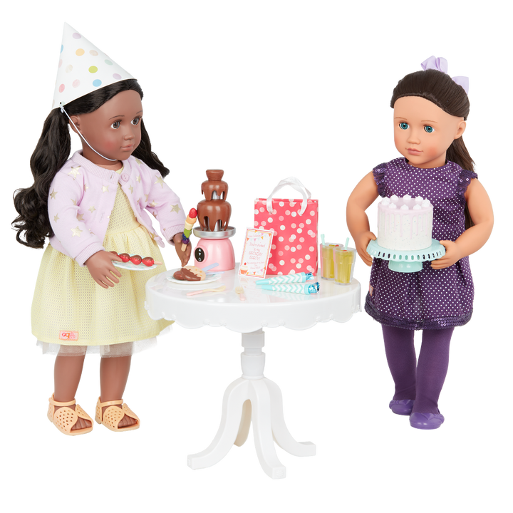 Party Time - Doll Birthday Party Set - Table. Food Accessories & Party Hat - Accessories for 46cm Dolls - Our Generation