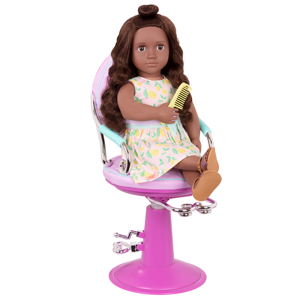 Sitting Pretty Salon Chair - Lilac Hairdresser Chair with Hairstyling Accessories - 46cm Doll Accessories - Our Generation