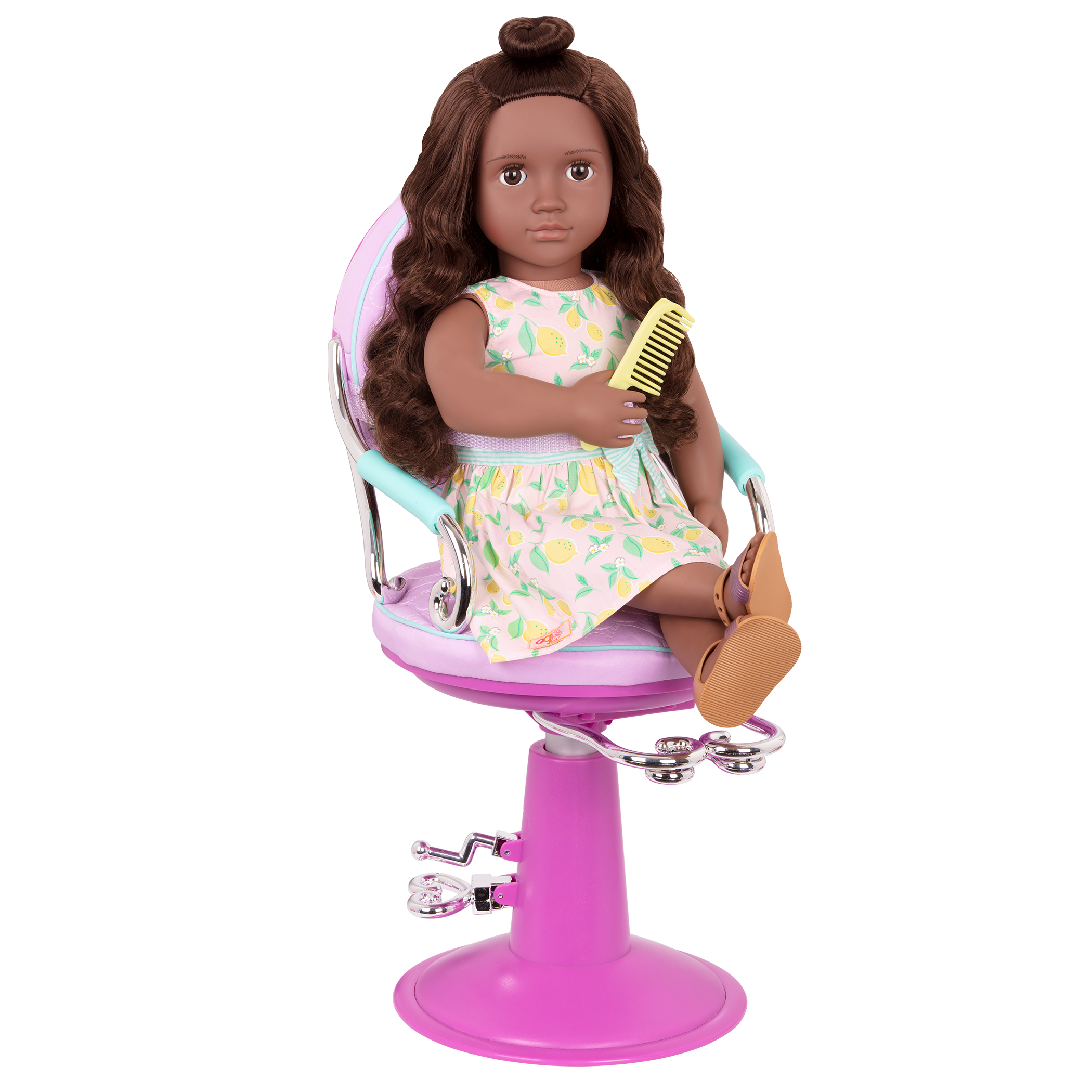 Sitting Pretty Salon Chair - Lilac Hairdresser Chair with Hairstyling Accessories - 46cm Doll Accessories - Our Generation