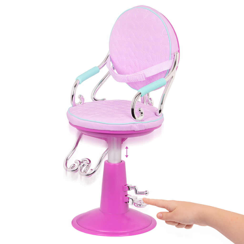 Sitting Pretty Salon Chair - Lilac Hairdresser Chair with Hairstyling Accessories - 46cm Doll Accessories - Our Generation