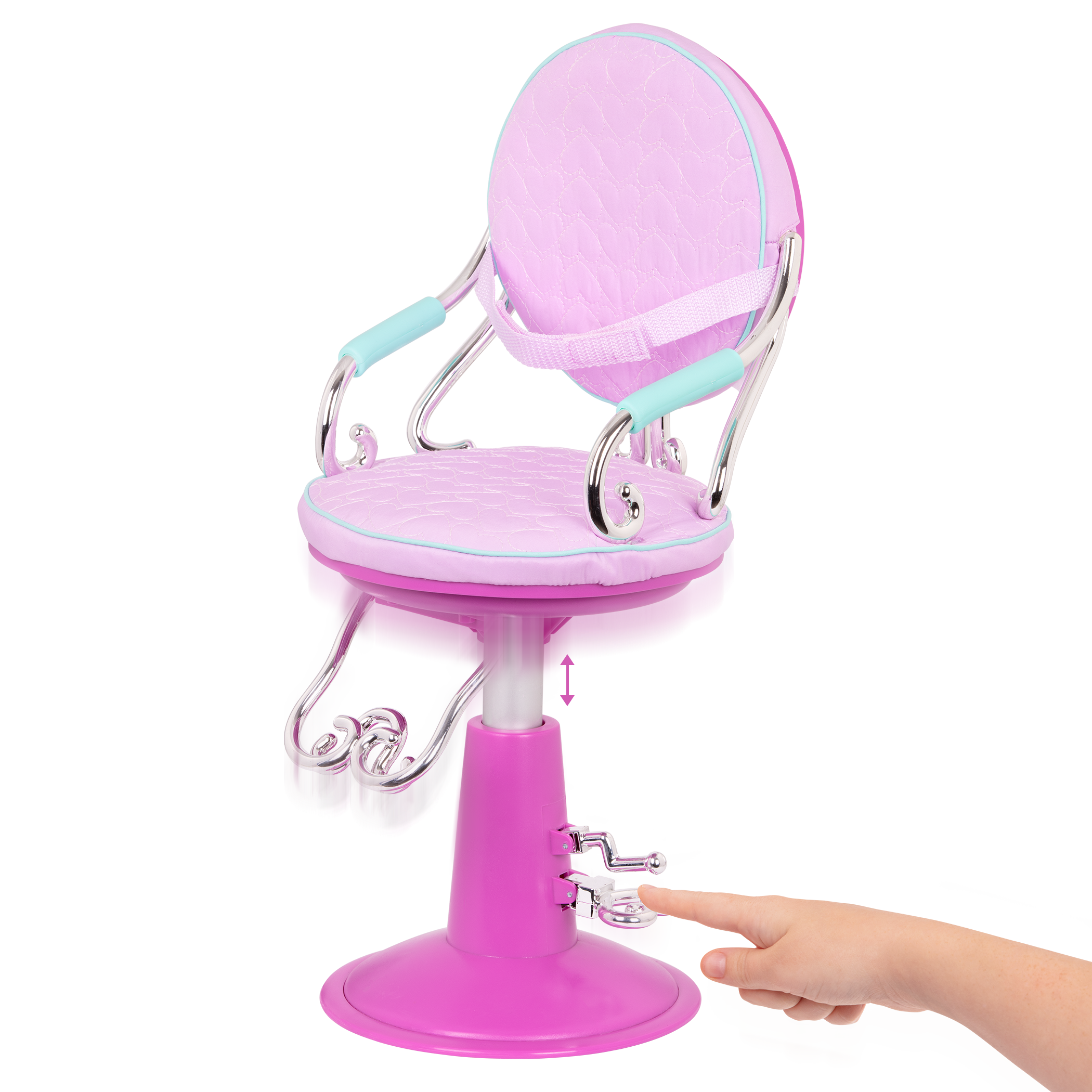 Sitting Pretty Salon Chair - Lilac Hairdresser Chair with Hairstyling Accessories - 46cm Doll Accessories - Our Generation