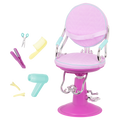 Sitting Pretty Salon Chair - Lilac Hairdresser Chair with Hairstyling Accessories - 46cm Doll Accessories - Our Generation