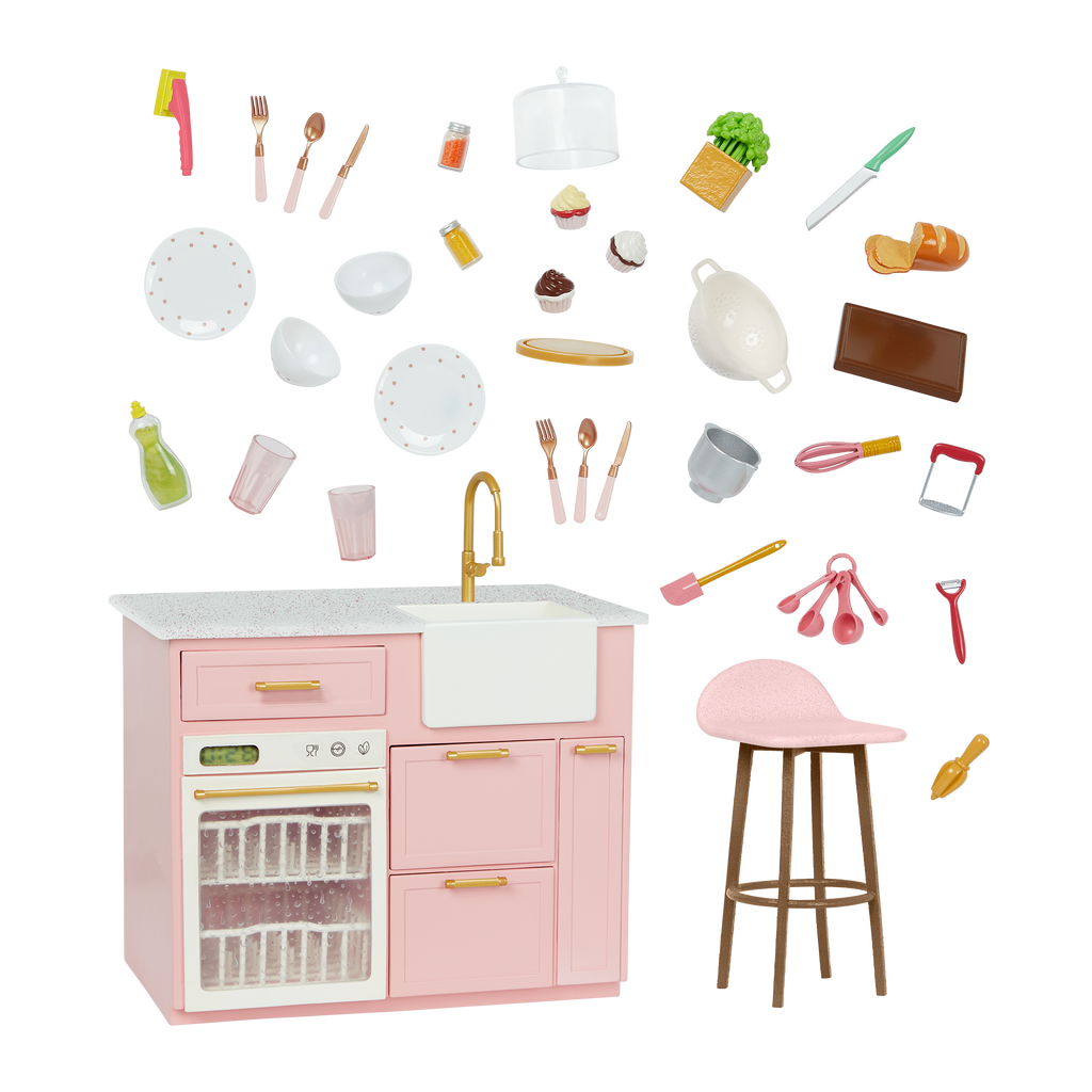 Cooking Island - Kitchen Playset for 46cm Dolls - Cooking Accessories for Dolls - Our Generation