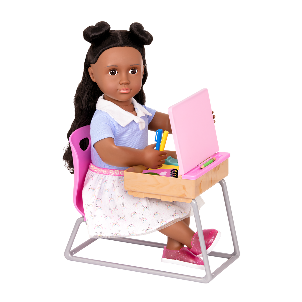 Flying Colours - School Desk for 46cm Dolls - Desk with School Accessories - Our Generation UK