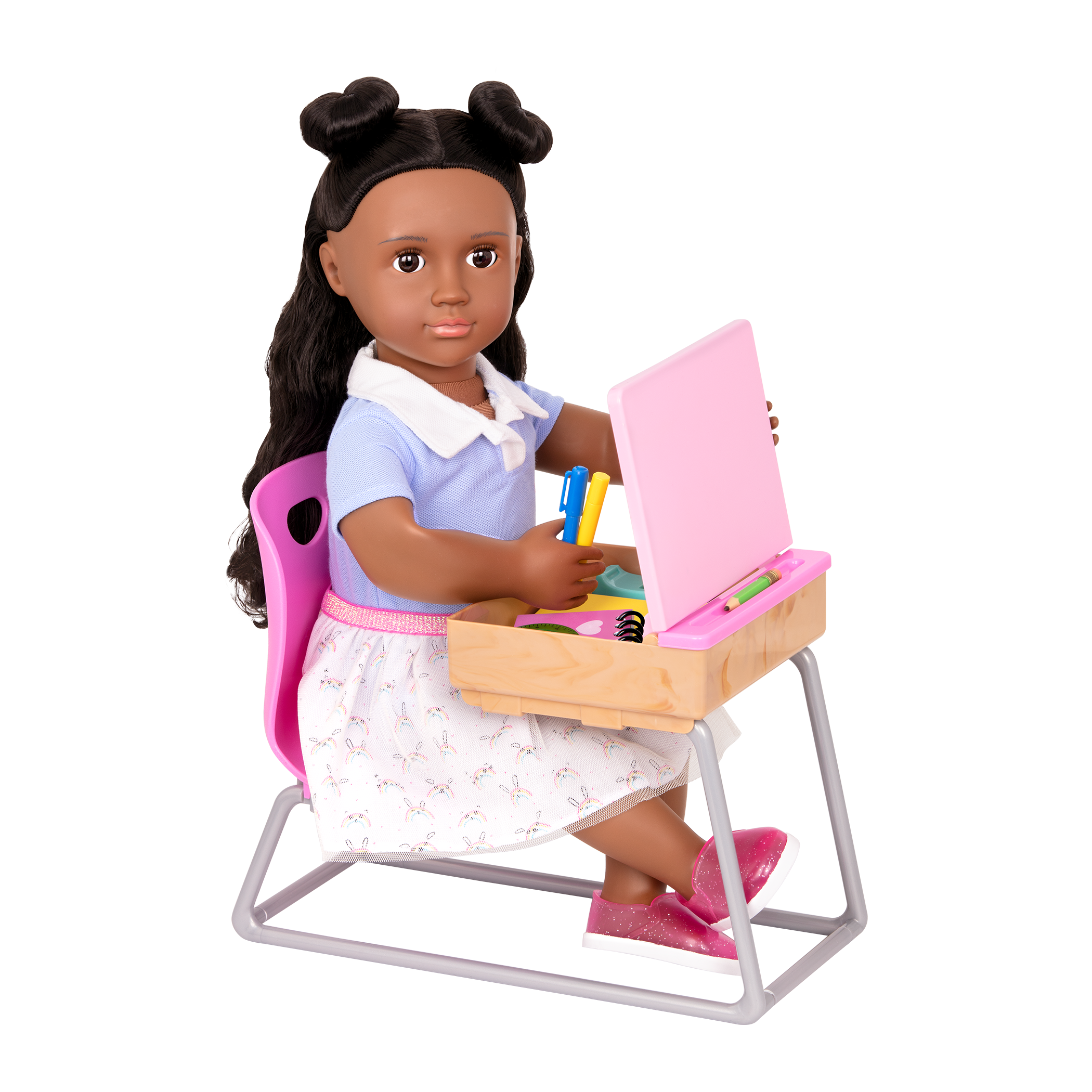 Flying Colours - School Desk for 46cm Dolls - Desk with School Accessories - Our Generation UK