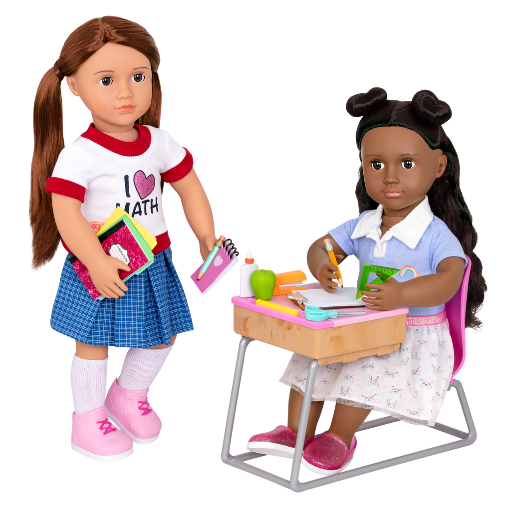 Flying Colours - School Desk for 46cm Dolls - Desk with School Accessories - Our Generation UK