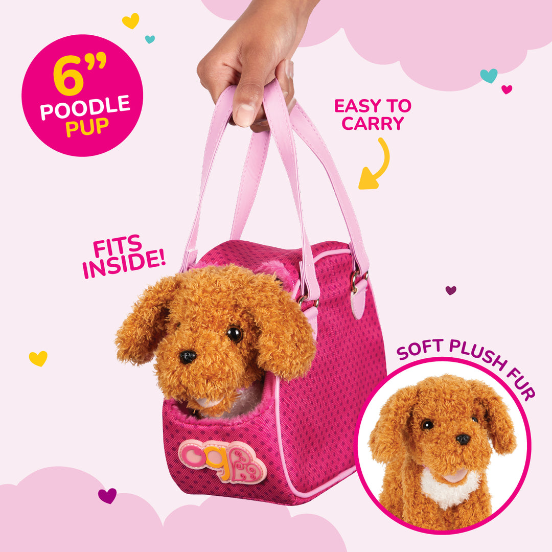 Hop in Dog Carrier - OG Pet Poodle with Pink Carrier - Pet Accessory for 46cm Dolls - Our Generation