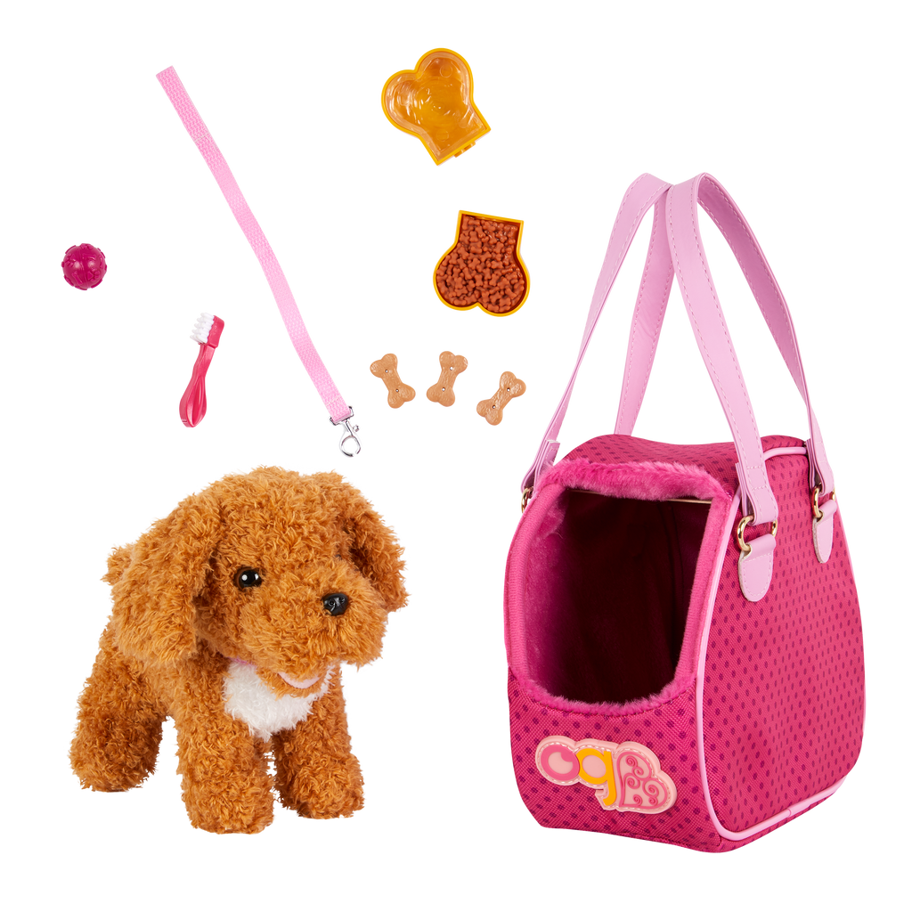 Hop In Dog Carrier - Plush Dog, Carrier & Accessories - Doll Accessory - Our Generation UK