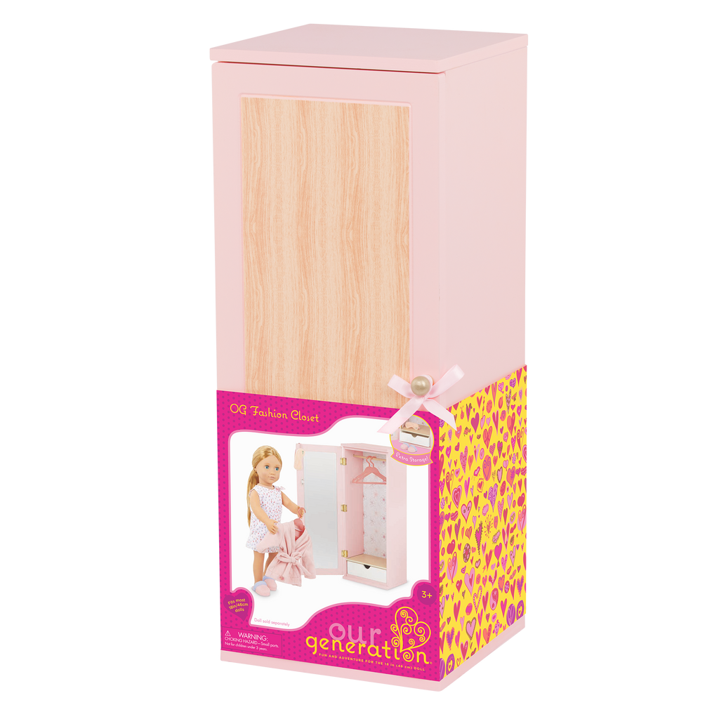 Fashion Wardrobe - Furniture for Dolls - Wardrobe with Clothes & Hangers - Our Generation