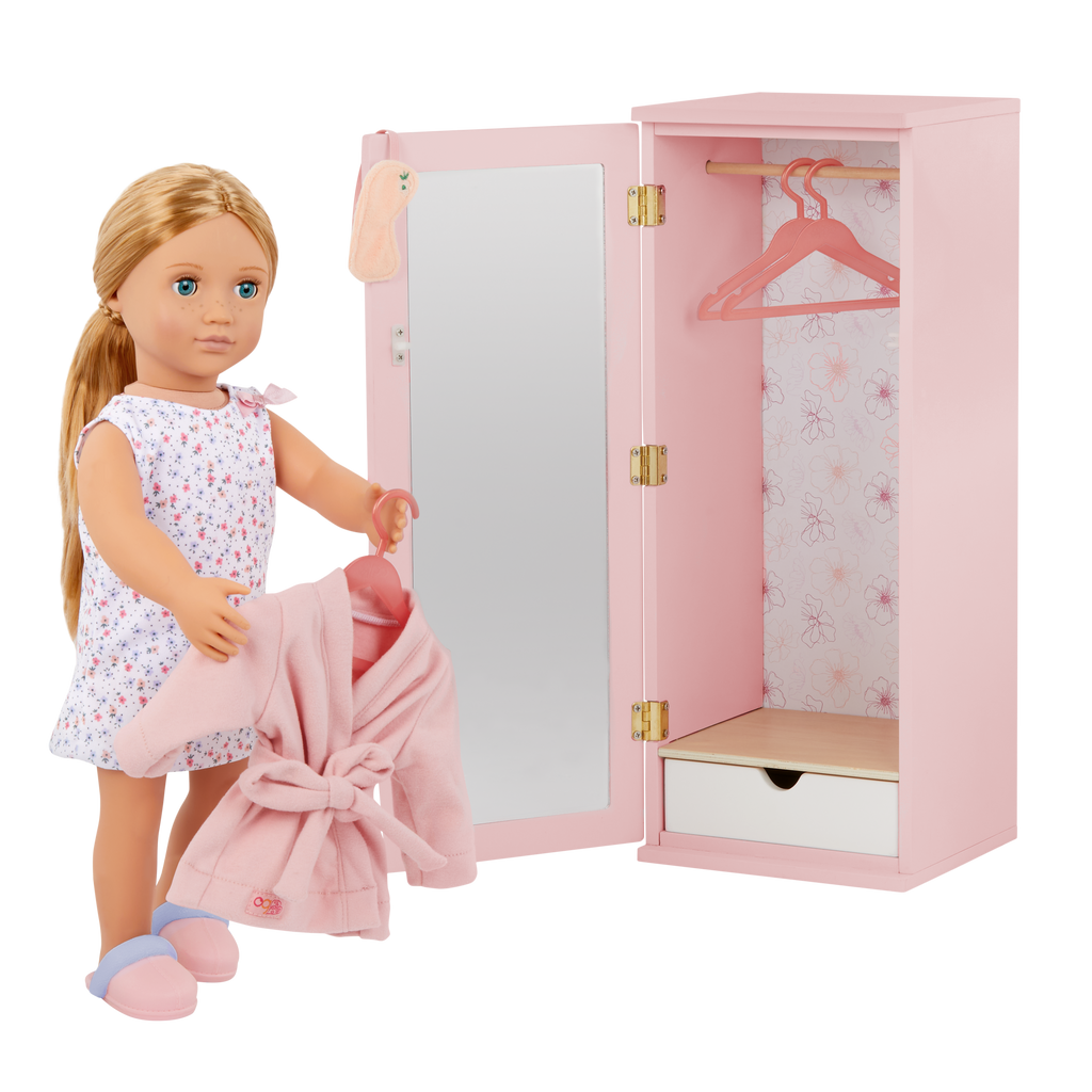 Fashion Wardrobe - Furniture for Dolls - Wardrobe with Clothes & Hangers - Our Generation