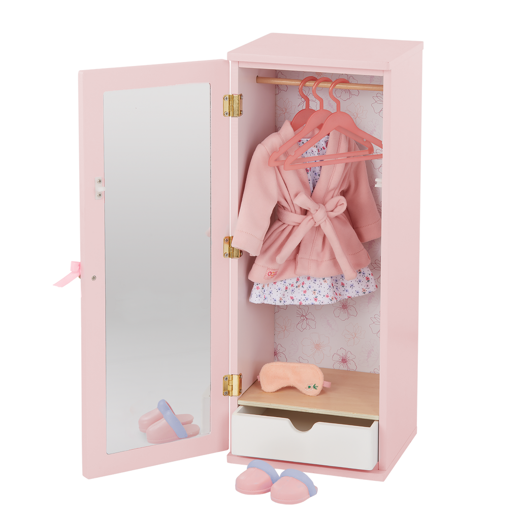 Fashion Wardrobe - Furniture for Dolls - Wardrobe with Clothes & Hangers - Our Generation