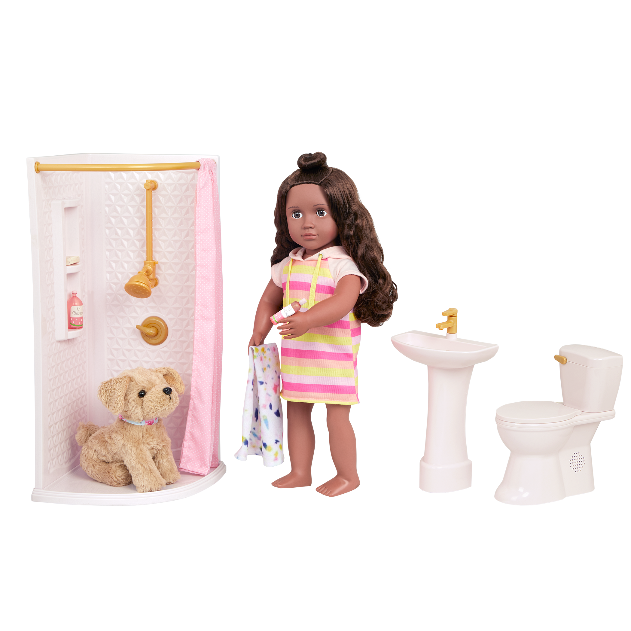 Sweet Bathroom Set - Furniture for 46cm Dolls - Shower, Toilet & Sink - Our Generation