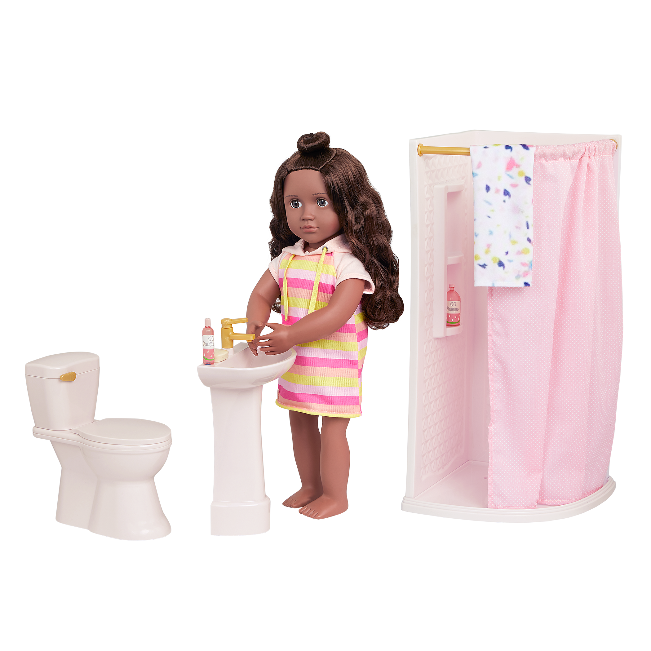 Sweet Bathroom Set - Furniture for 46cm Dolls - Shower, Toilet & Sink - Our Generation