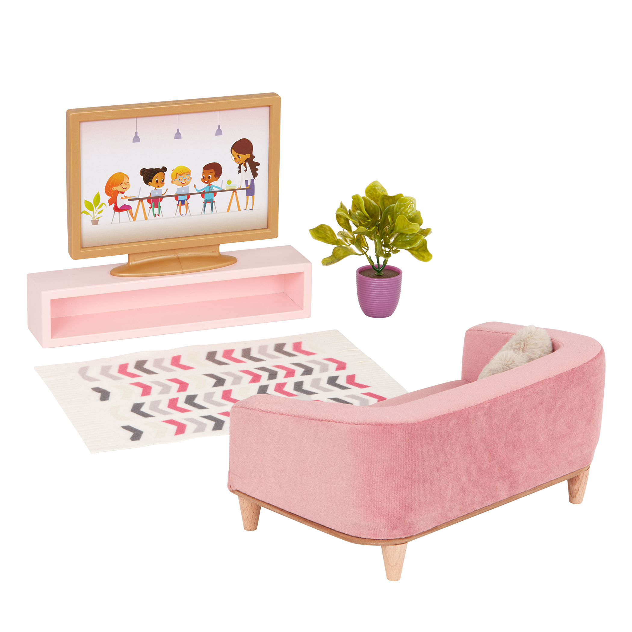 Lovely Living Room - Furniture for Dolls - Sofa & TV Set - Accessories for Dolls - Our Generation UK