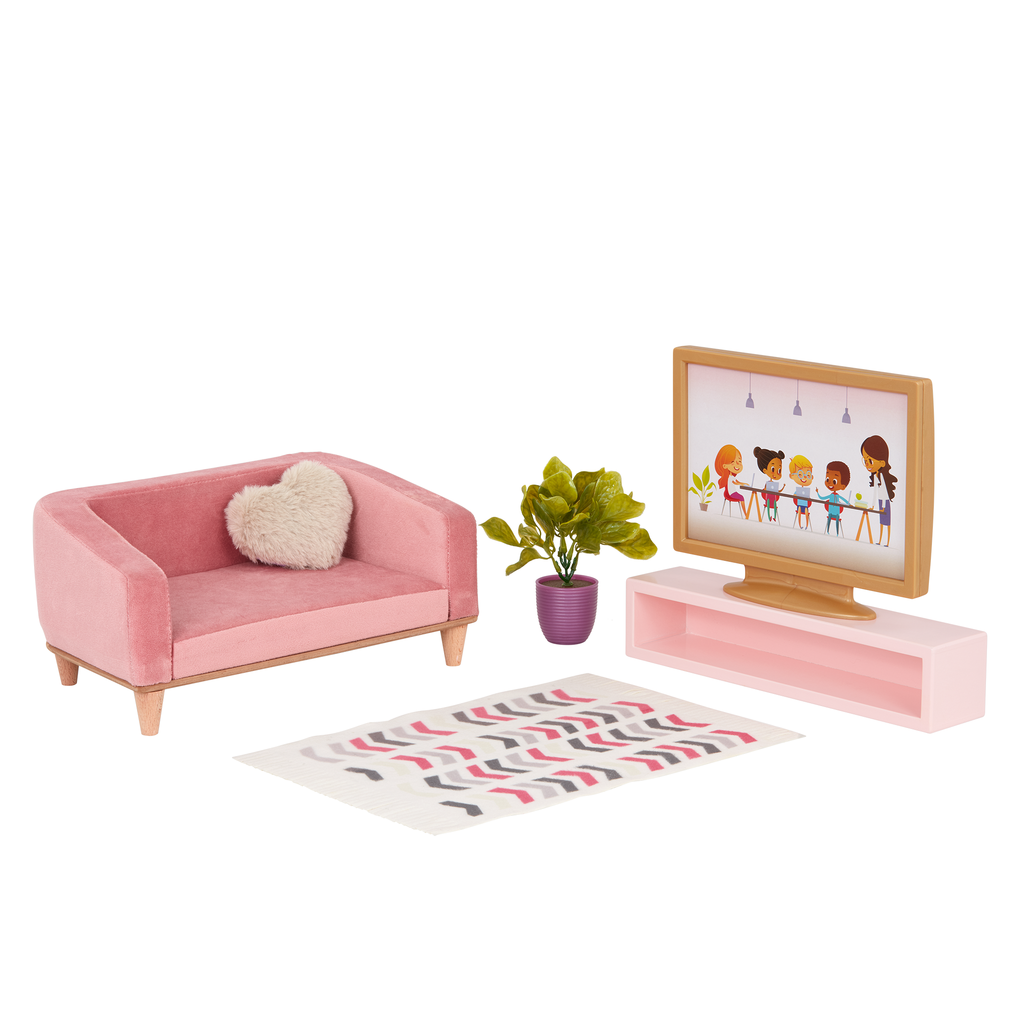Lovely Living Room - Furniture for Dolls - Sofa & TV Set - Accessories for Dolls - Our Generation UK