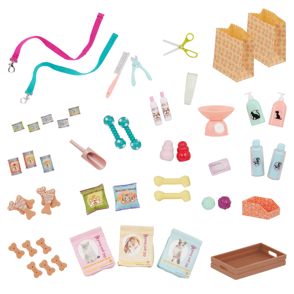 Happy Tails Care Centre - 2-in-1 Grooming Centre & Pet Shop - Accessories for Dolls - Grooming & Accessories for OG Pets - Our Generation