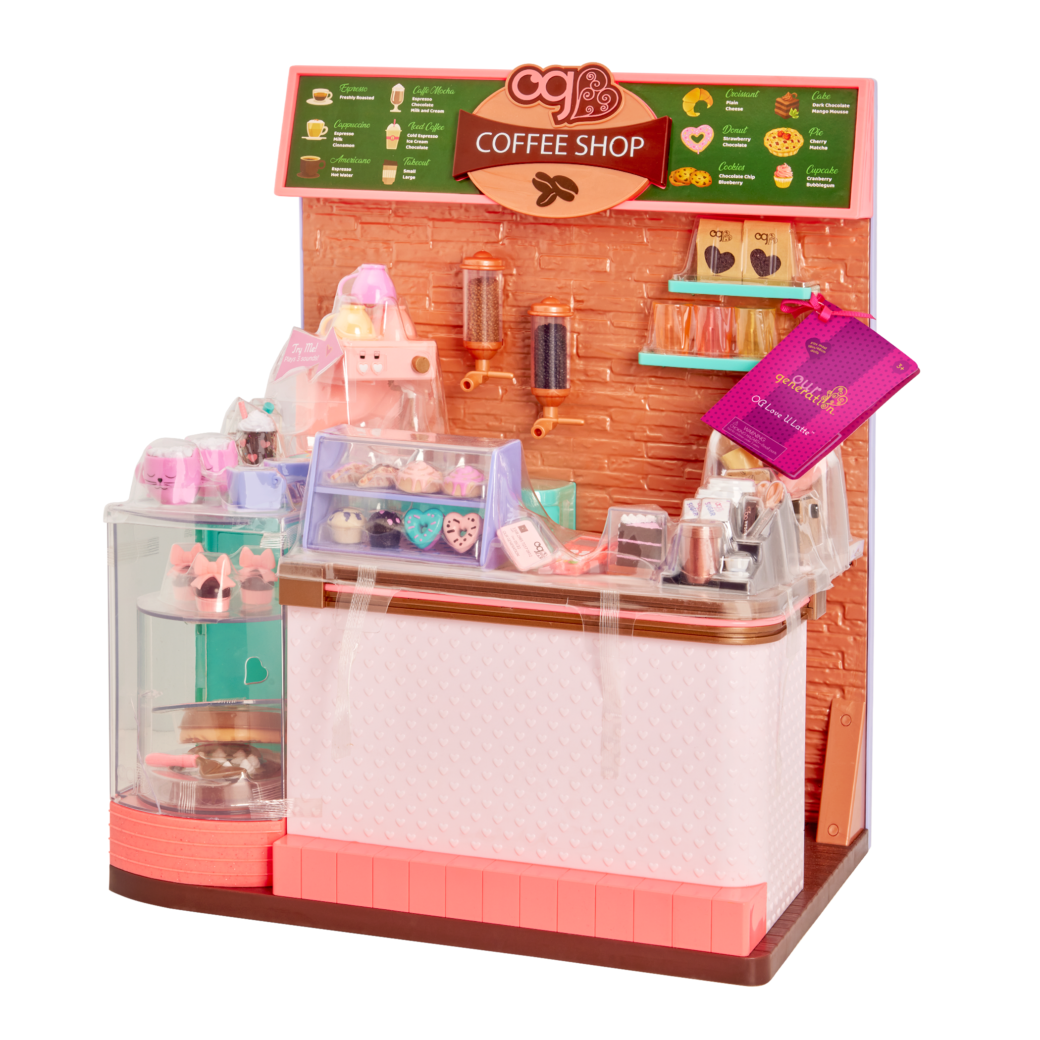 Love U Latte - Coffee Shop Playset - Food Accessories for Dolls - Our Generation Gifts
