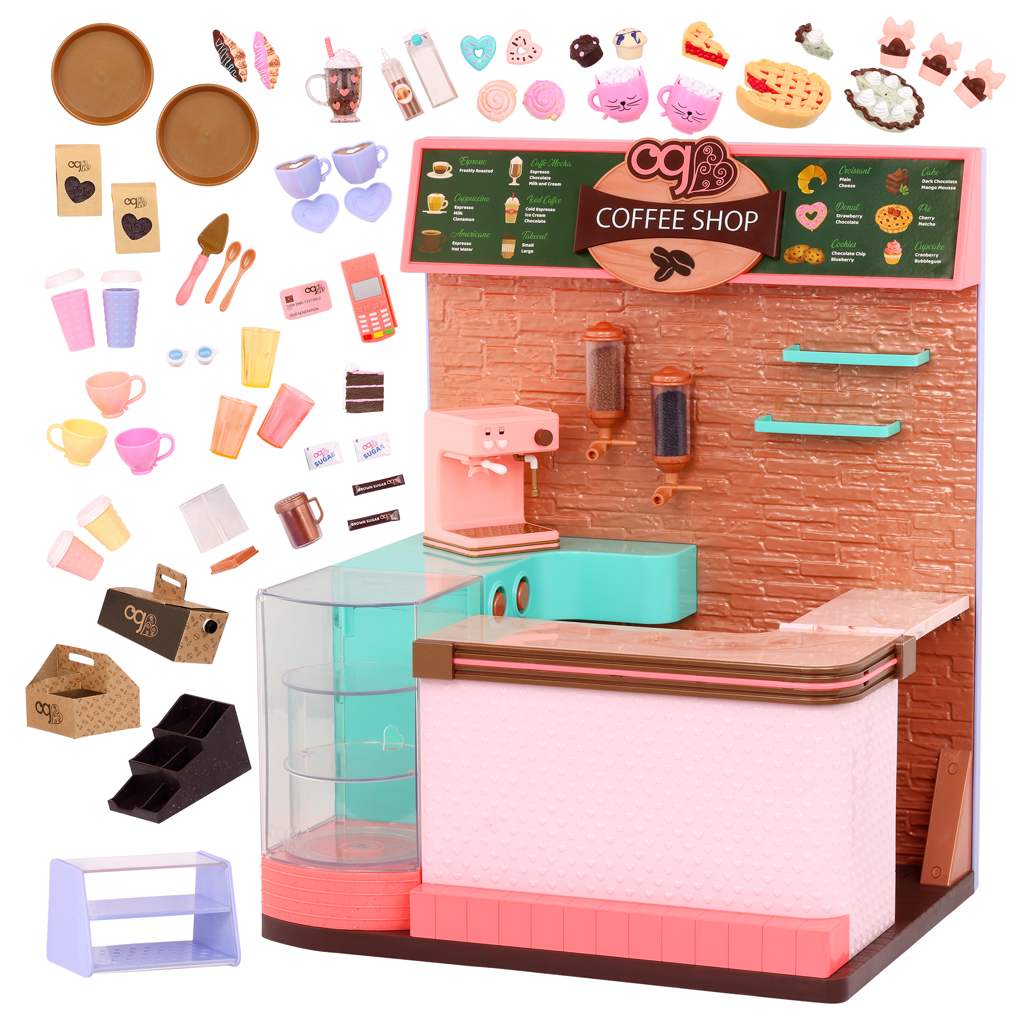 Love U Latte - Coffee Shop Playset - Food Accessories for Dolls - Our Generation Gifts
