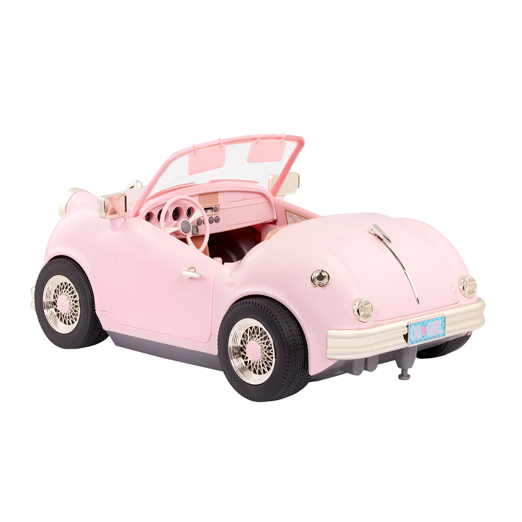 In the Driver's Seat Retro Crusier - 46cm Pink Car for Dolls - Vehicle with FM Radio & Songs - Our Generation