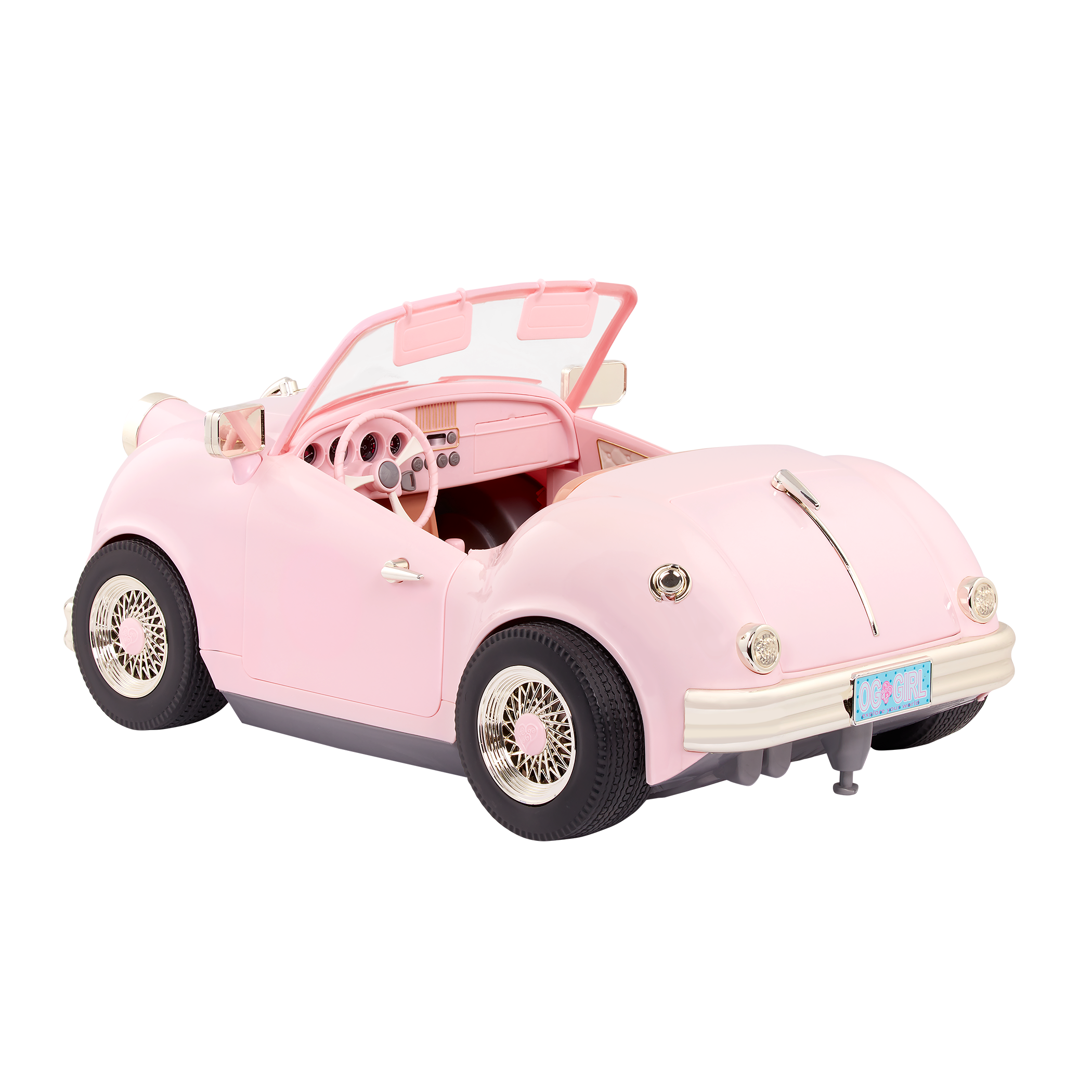 In the Driver's Seat Retro Crusier - 46cm Pink Car for Dolls - Vehicle with FM Radio & Songs - Our Generation