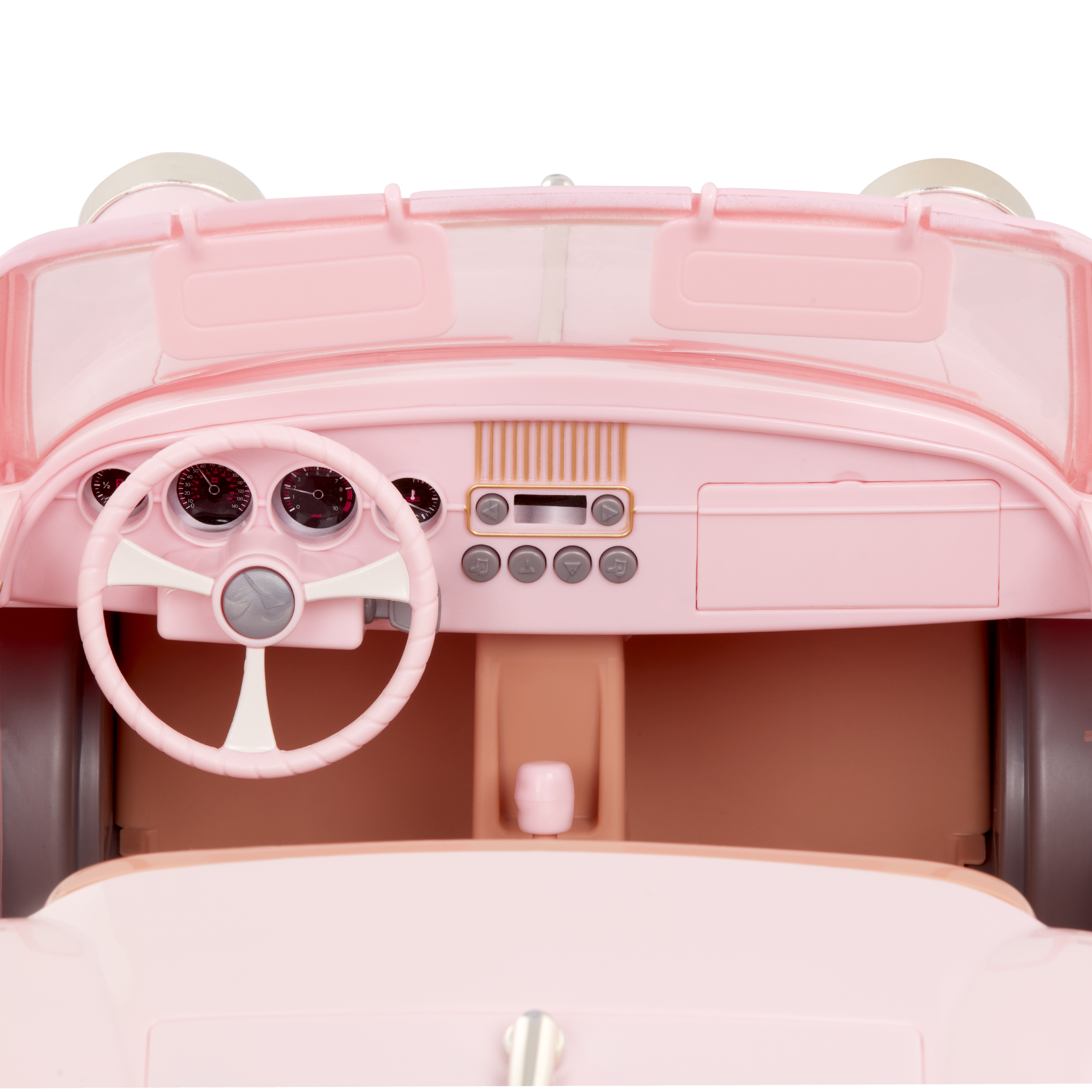 In the Driver's Seat Retro Crusier - 46cm Pink Car for Dolls - Vehicle with FM Radio & Songs - Our Generation