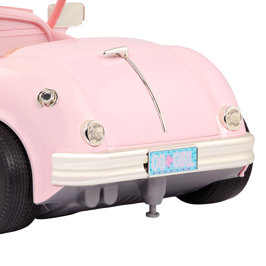 In the Driver's Seat Retro Cruiser - Vehicle for 46cm Dolls - Pink Retro Style Car for Dolls - Toy Car - Doll Accessories - Our Generation