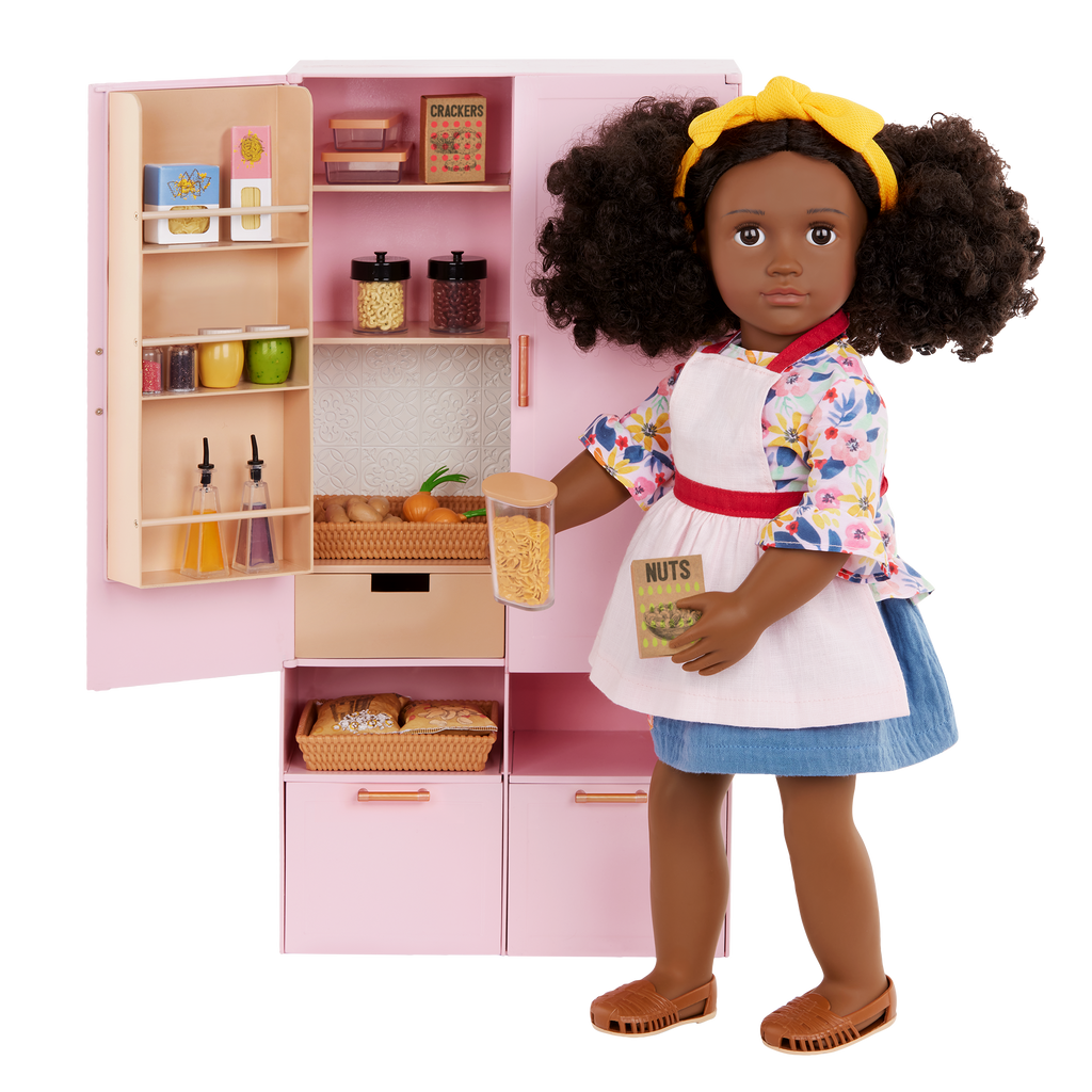 Pretty Pantry - Pink Pantry with Food Accessories - Furniture for Dolls - Our Generation