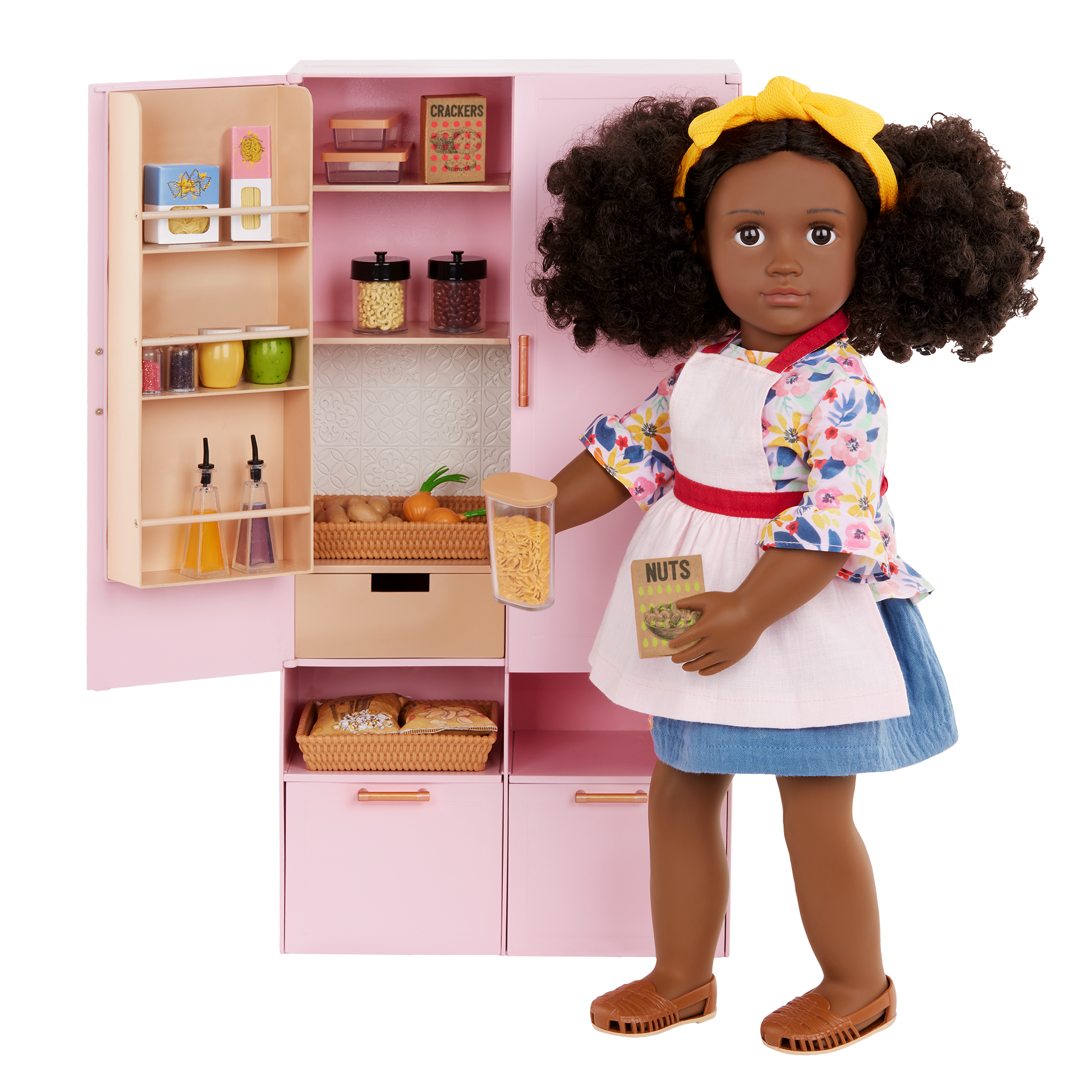 Pretty Pantry - Pink Pantry with Food Accessories - Furniture for Dolls - Our Generation