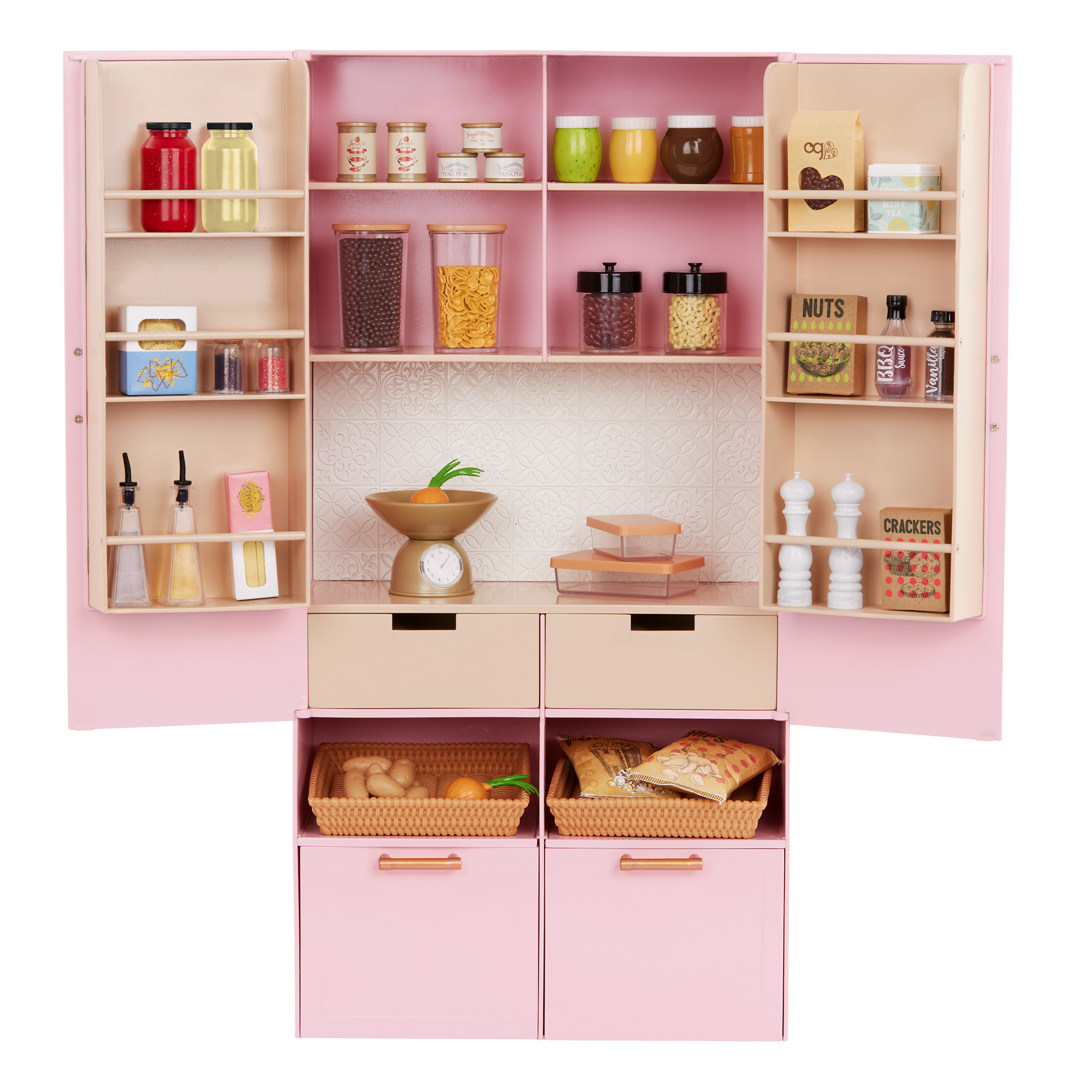 Pretty Pantry - Pink Pantry with Food Accessories - Furniture for Dolls - Our Generation