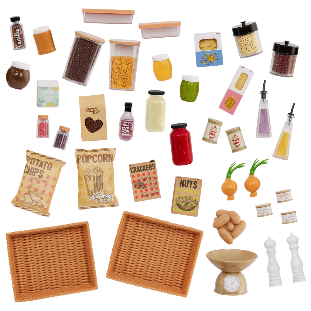 Pretty Pantry - Pink Pantry with Food Accessories - Furniture for Dolls - Our Generation