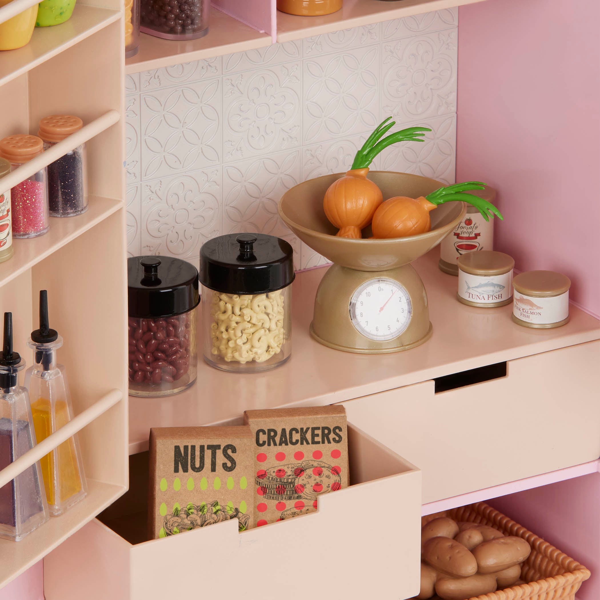 Pretty Pantry - Pink Pantry with Food Accessories - Furniture for Dolls - Our Generation