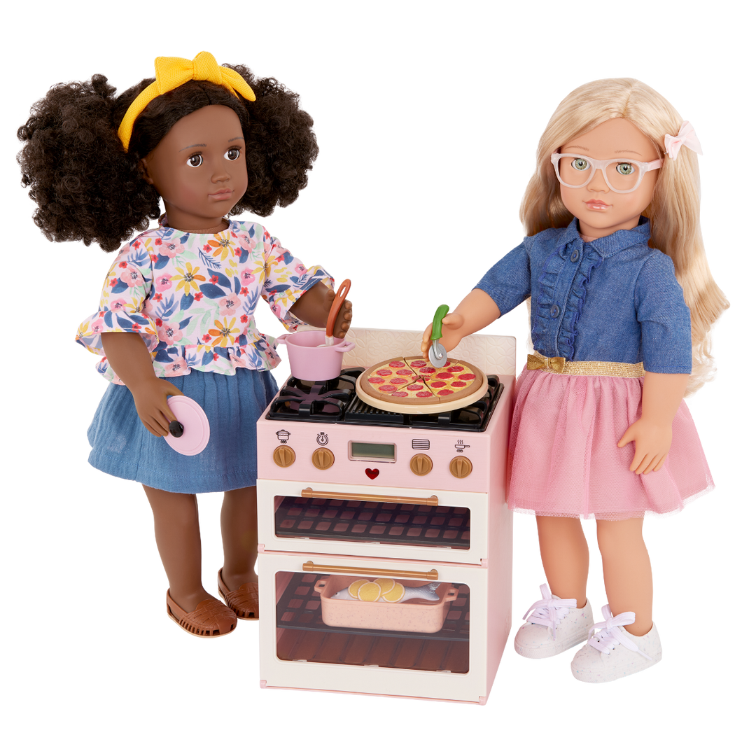 Mix & Bake Stove - Our Generation Food Accessory Set - Pink Oven & Cooking Accessories - Accessory for Dolls - Our Generation UK