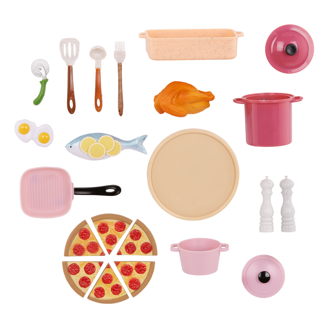 Mix & Bake Stove - Our Generation Food Accessory Set - Pink Oven & Cooking Accessories - Accessory for Dolls - Our Generation UK