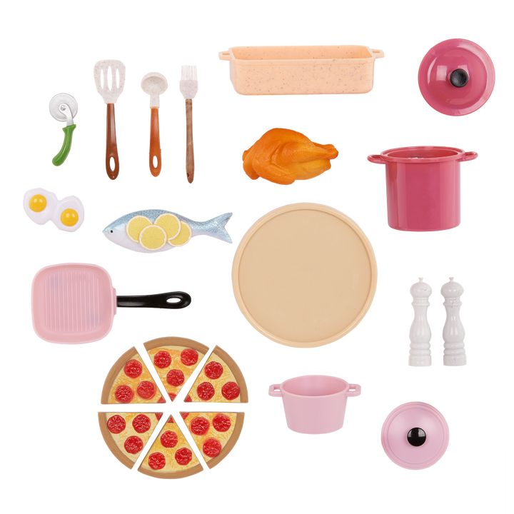 Mix & Bake Stove - Our Generation Food Accessory Set - Pink Oven & Cooking Accessories - Accessory for Dolls - Our Generation UK