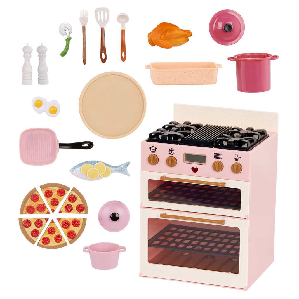 Make & Bake Stove Set - Oven & Food Accessories for Dolls - Our Generation
