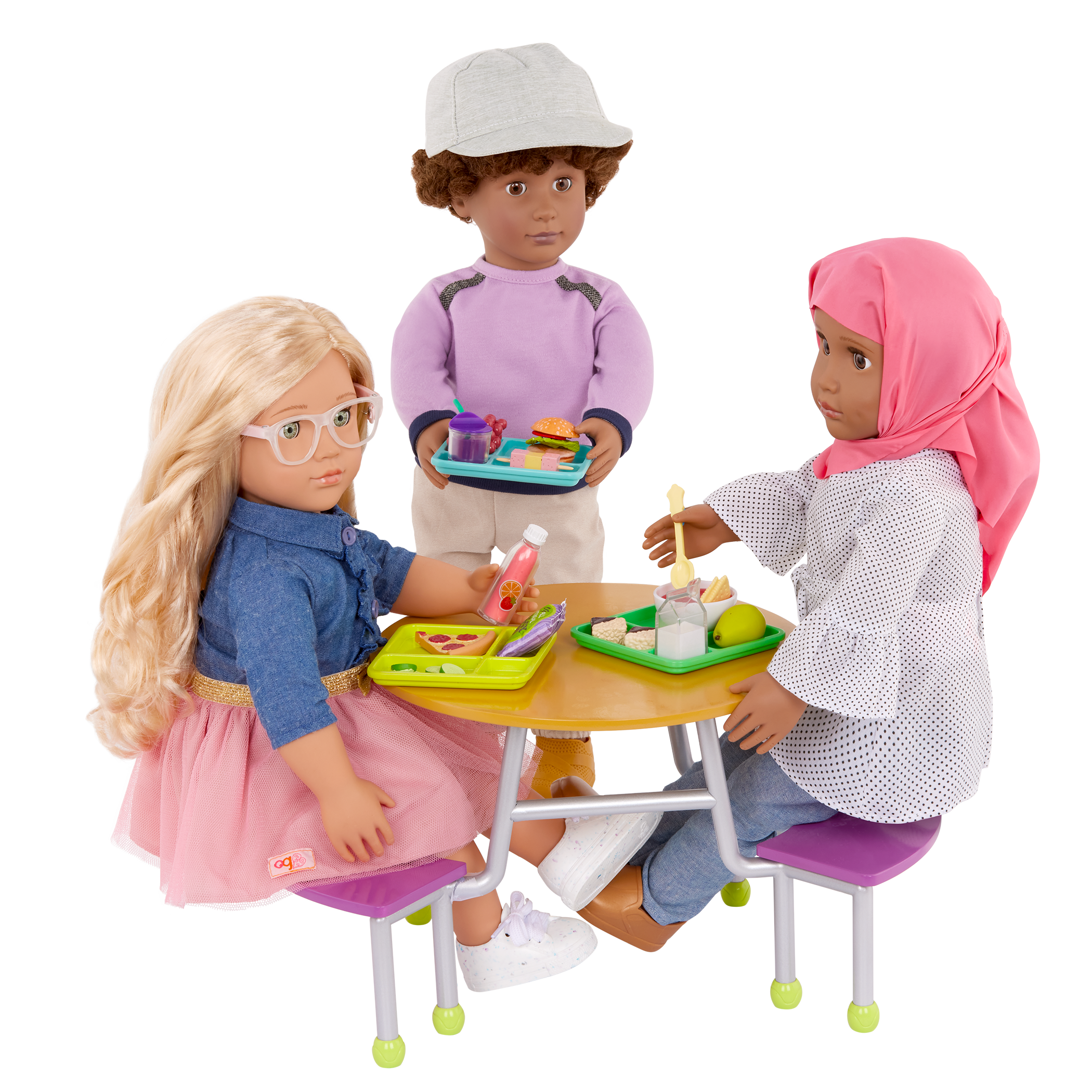 OG School Cafeteria Table  - Dining Hall Table with Food Accessories - School Accessory for Dolls - Our Generation