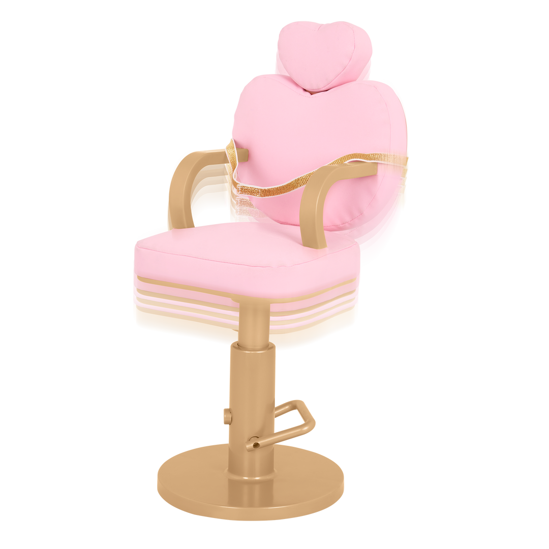 Sweet Styles - Heart Shaped Salon Chair for 46cm Dolls - Hair-Styling Doll Accessories - Pink Chair - Our Generation