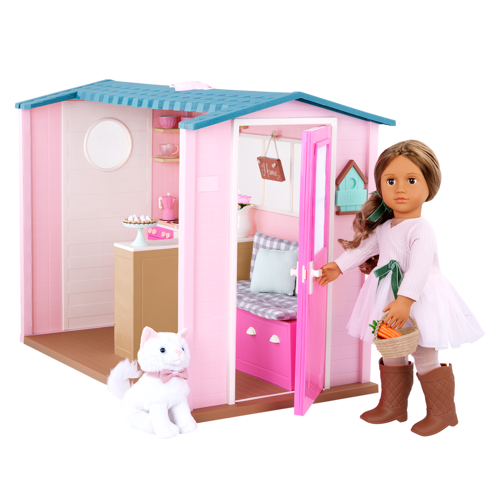 Country Home - Country House Playset for 46cm Dolls - Playset with Realistic Sounds -Dollhouse Playset - Playset with Kitchen Accessories & Table - Our Generation UK