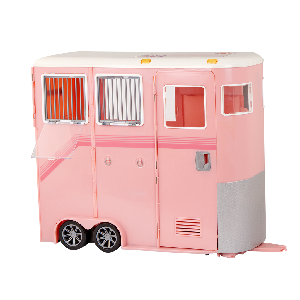 Mane to Travel Horse Trailer Set - Pink Trailer with Grooming Accessories - Equestrian Accessory for Dolls - Vehicle for Our Generation Horses - Our Generation UK