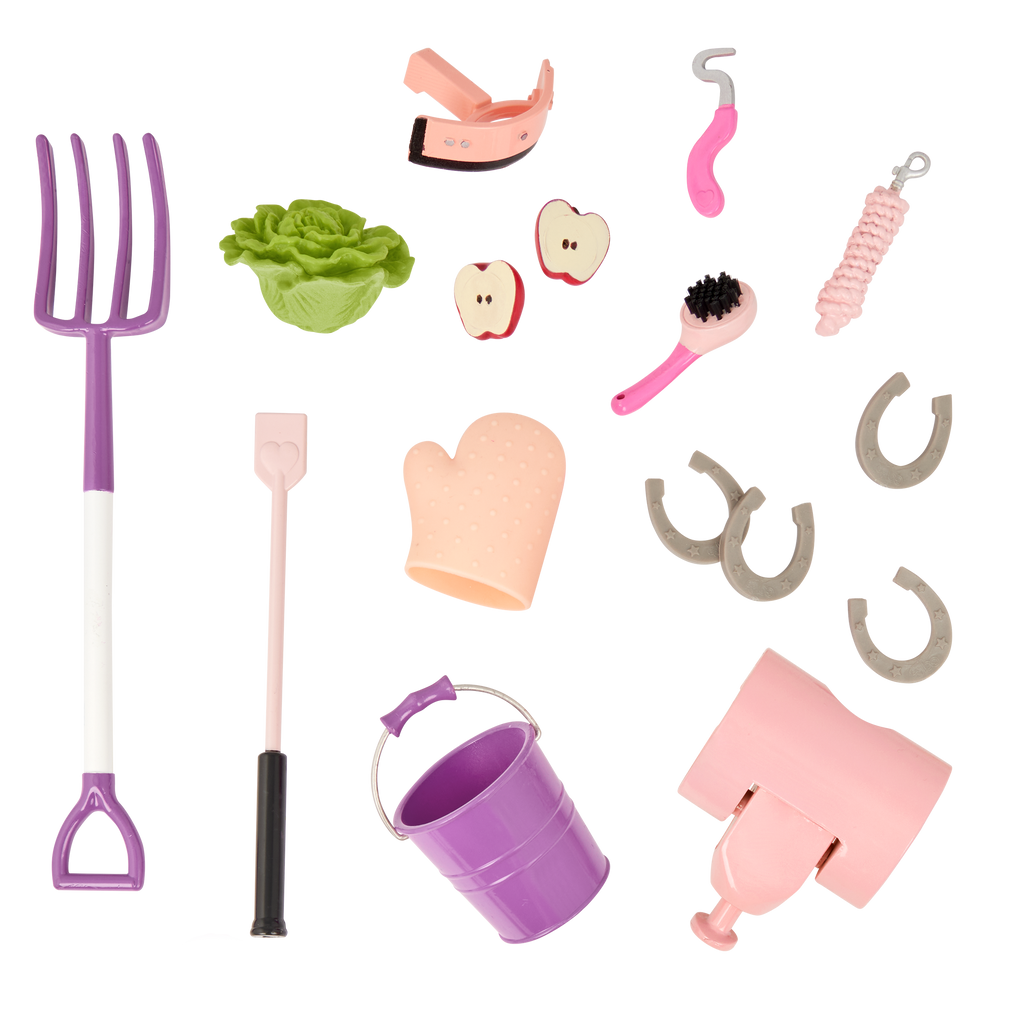 Mane to Travel Horse Trailer Set - Pink Trailer with Grooming Accessories - Equestrian Accessory for Dolls - Vehicle for Our Generation Horses - Our Generation UK