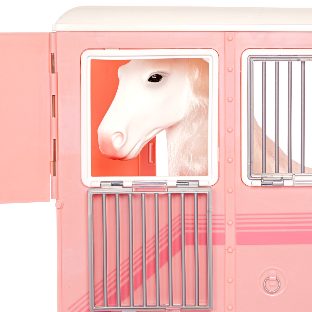 Mane to Travel Horse Trailer Set - Pink Trailer with Grooming Accessories - Equestrian Accessory for Dolls - Vehicle for Our Generation Horses - Our Generation UK