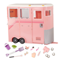 Mane to Travel Horse Trailer Set - Pink Trailer with Grooming Accessories - Equestrian Accessory for Dolls - Vehicle for Our Generation Horses - Our Generation UK